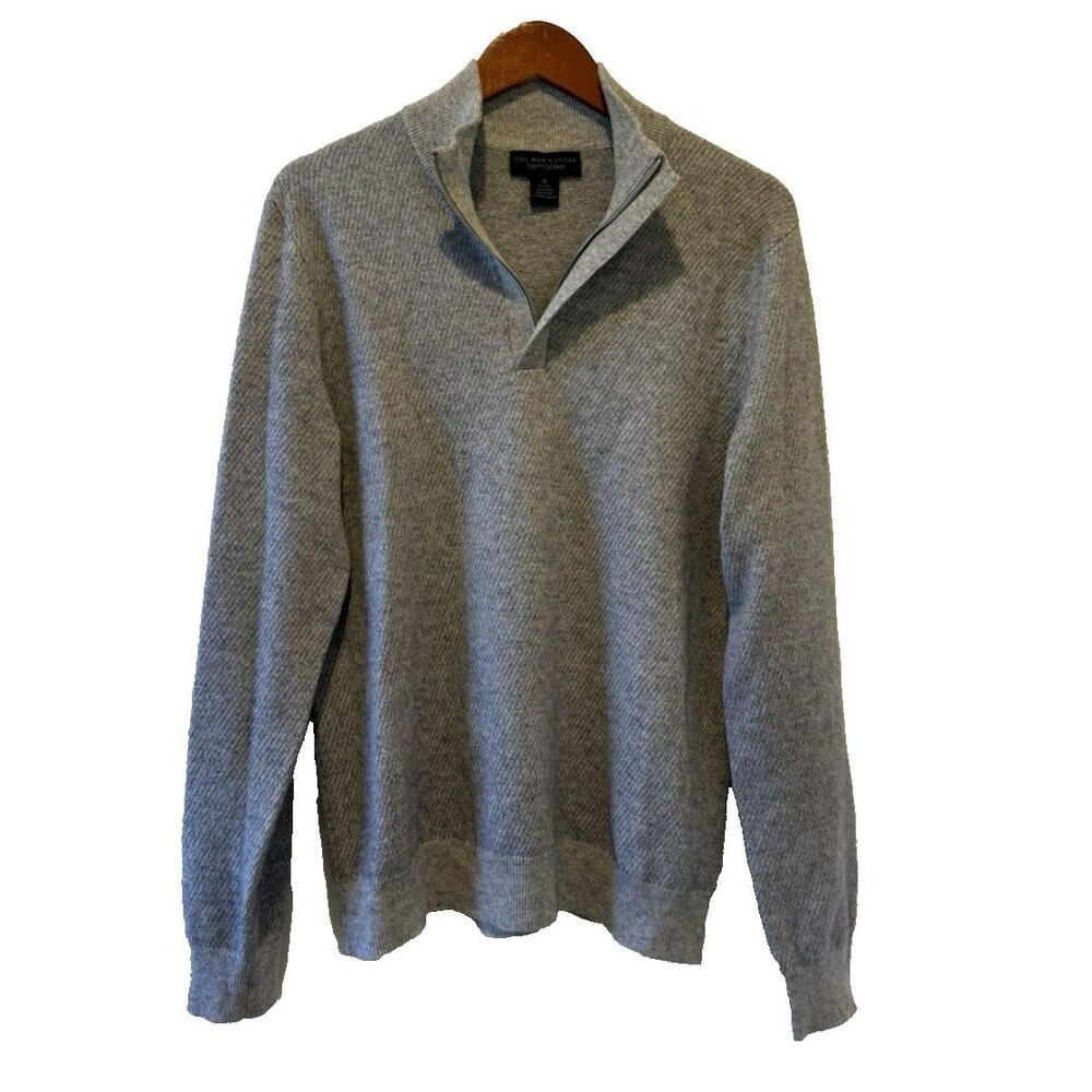 Bloomingdale's Men's 90% Wool 10% Cashmere 1/4 Zip Pullover Sweater sz. M Gray